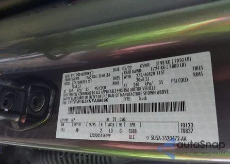 2022 Ford F-150 Xl from USA, damaged, VIN 1FTFW1E54NFA59866